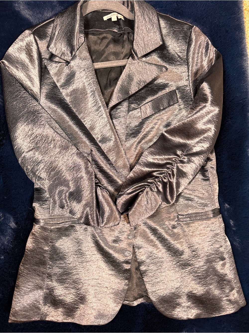 I love ❤️ offers Charlotte Russe Metallic Silver Pewter Ruched Sleeve Blazer M